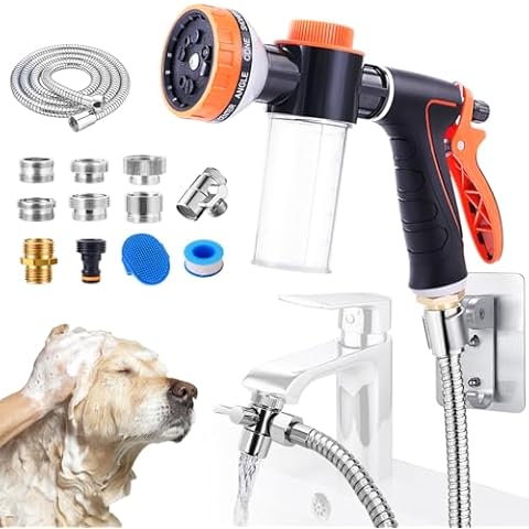 Bathtub Faucet Sprayer Attachment for Tub, Dog Washing Hose Attachment for Bathtub with Faucet Adapters, Sink Sprayer Dog Bath Hose Attachment for Tub Faucet, Dog Hose Attachment for Bathtub Cover
