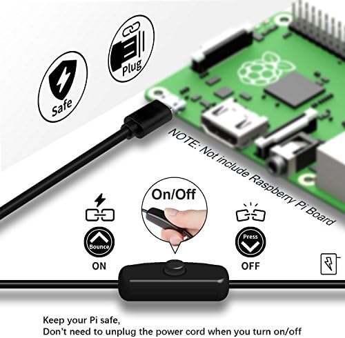 Smraza Case for Raspberry Pi 3 B+ with 16GB Micro SD Card, 5V/2.5A Power Supply and Micro USB w/On Off Switch Case for Pi 3B+ (Plus)