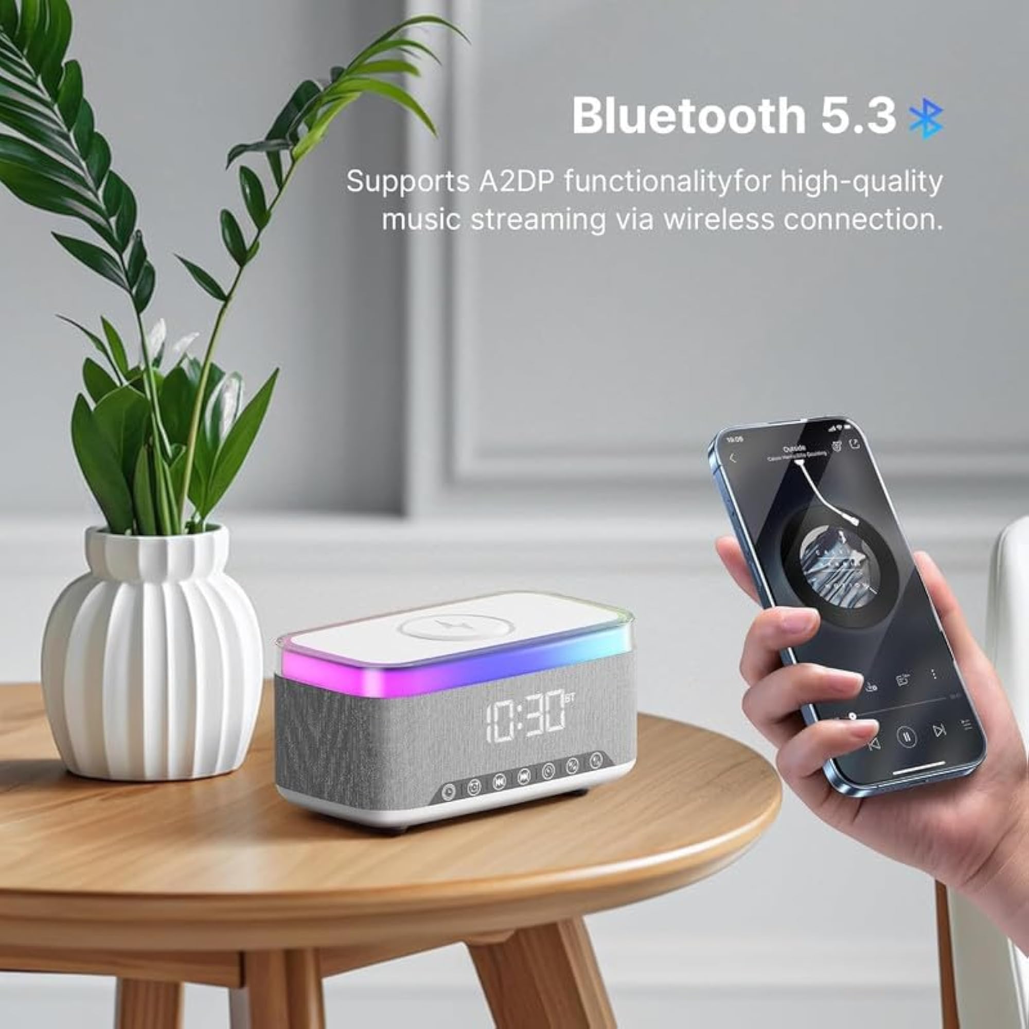 Bluetooth Speaker Alarm Clock with RGB Night Light