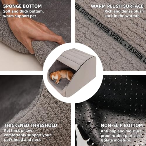 Extra Large Dog Bed House, Cozy Dog House Indoor, Memory Sponge, Plush Dog Cave Bed Crate Cushion with Non-Slip Bottom for Medium Large Dogs (Grey, L) - Image 4