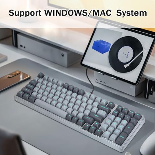 Image of E-Yooso Creamy Mechanical Keyboard Wired, Creamy Sound, Pre-lubed Linear Switches, Gasket Structure with Sound Dampening Foam, LED Backlit, 99 Keys Custom Gaming Keyboard for PC /Mac,Gray /Black