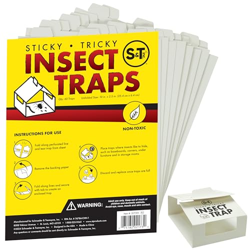 S&T INC. Insect Traps, 60 Count, Glue Traps for Brown Recluse, Hobo Spiders, Black Widows, Use in...