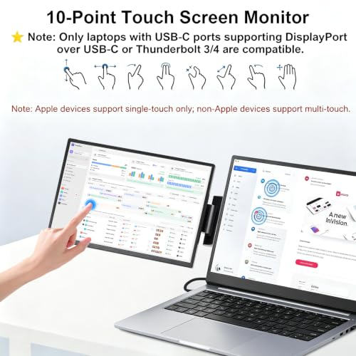 Image of Topmonitor 2.2lb Ultra-Light Touchscreen Laptop Screen Extender, 14.1 Inch