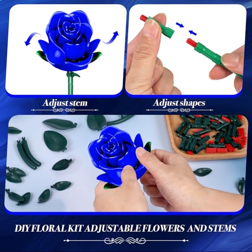 Rongmeiz Flowers Bouquet Building Set, 12 Artificial Blue Roses Botanical Collection Building Block Educational Toys for Girls Kids Women Gift for Valentine's Day Christmas, 634 PCS - image 6
