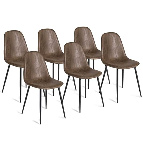 IDMarket - Lot de 6 chaises Vintage Dali Marron pour Salle à Manger