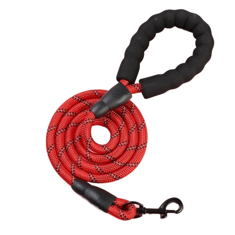 Laisse réfléchissante en nylon rouge 1.2m anti-traction pour chien