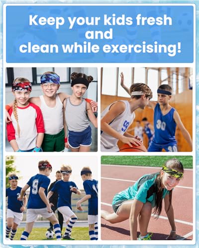 8 Pcs Sports Headbands for Boys,Breathable Kids Sweatbands with Non Slip Elastic,Comfortable Sports Kids Headbands for Baseball Soccer Basketball4
