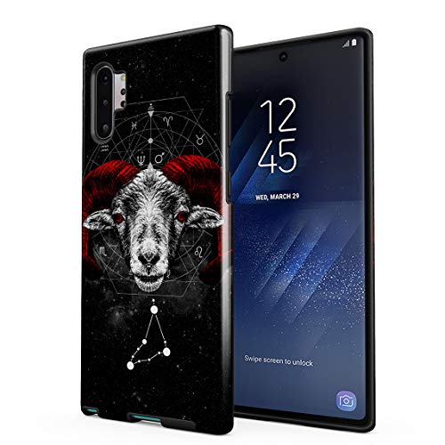 Cover Universe Funda para Samsung Galaxy Note 10 Plus Zodiac Capricorn In Red, Resistente a los Golpes, Carcasa Dura de PC de 2 Capas + Funda Protectora de Diseño Híbrido de TPU