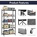 Lifetime Home 5-Tier Foldable Storage Shelf with Wheels - Metal Collapsible Shelving Unit Display, Rolling Cart for Books Kitchen Storage Shelves, Pantry & Closet Organizer, Office Room Decor - Black