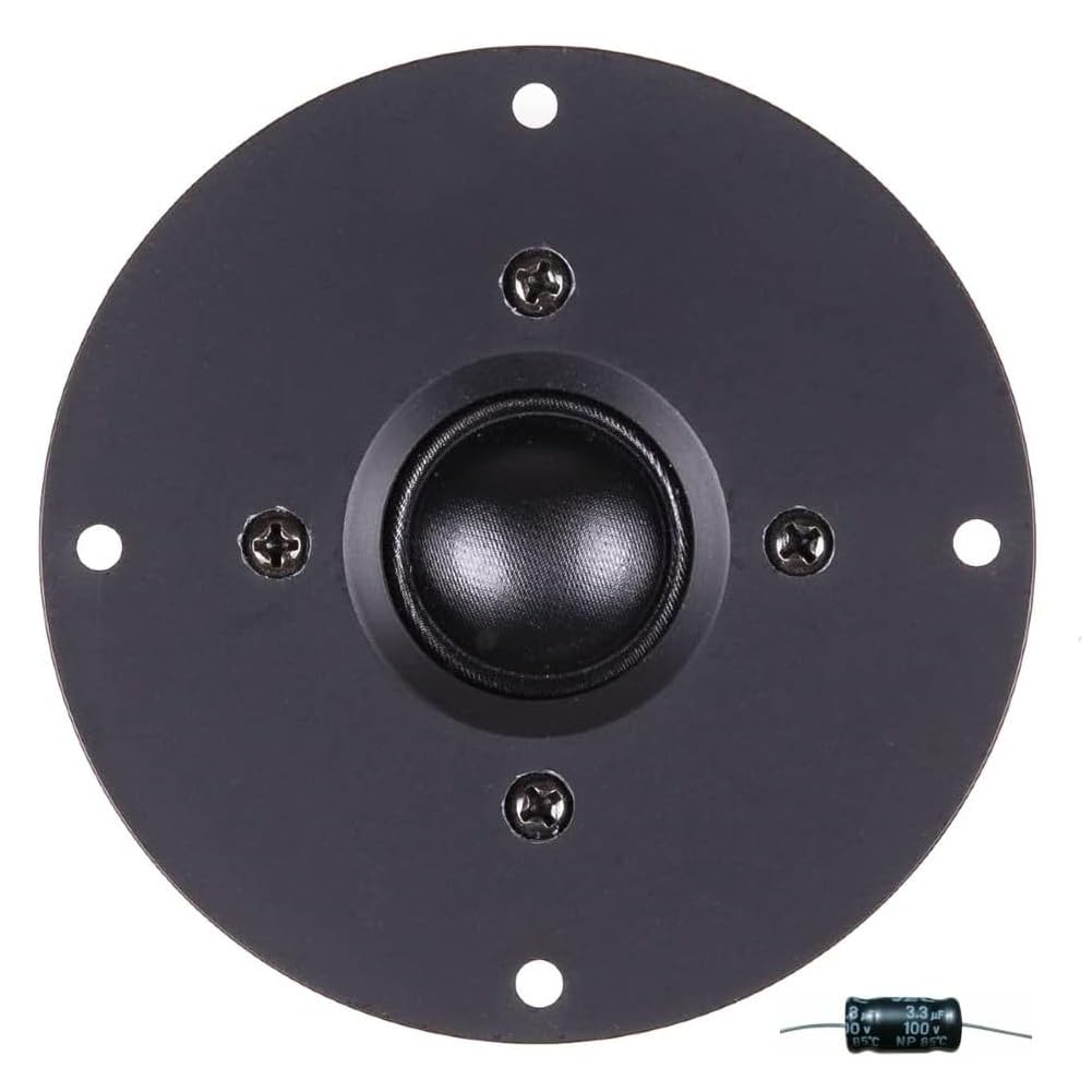 KIT SET PER MASTER AUDIO RSQ802, 2 dome tweeter a cupola, 100 watt rms 200 watt max, da 10 cm 4", impedenza 8 ohm, bobina da 25 mm, ultra slim, per casa, neri, a coppia + condensatori omaggio