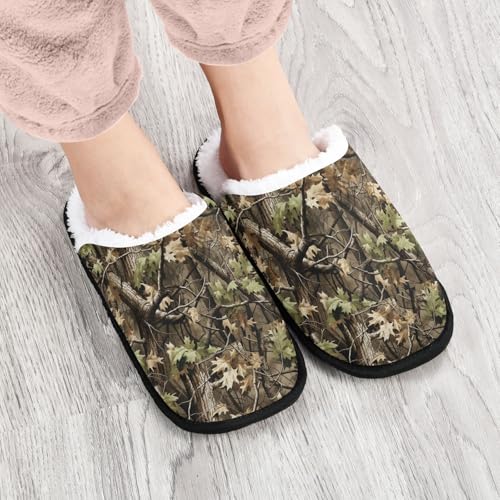 Green Camo Leaves Slippers For Women Men Soft Memory Foam Non-Slip Camouflage Winter Indoor House Shoes Travel Slipper4