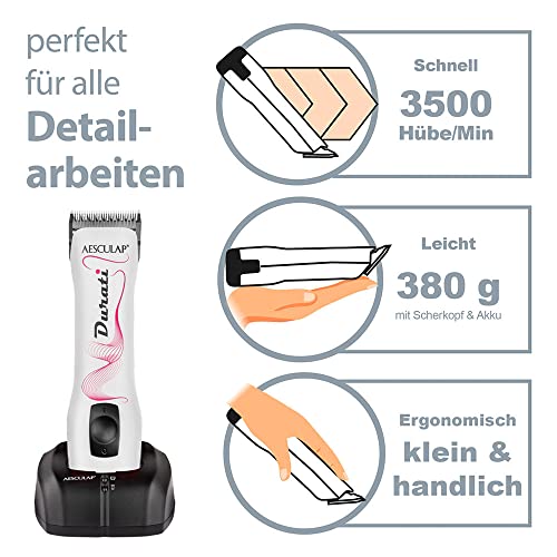 EHASO AESCULAP Profi Hundeschermaschine Set Durati Speed mit Scherk. 1,5 mm + Hundenapf + Aufschiebekammset