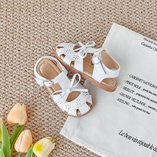Image of Flaryzone Girls Sandals Closed Toe Summer Flats Dress Sandals Shoes Toddler /Little Kid