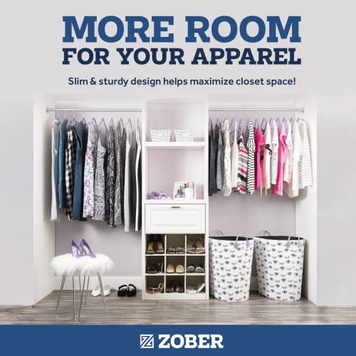 Image of ZOBER Purple Velvet Hangers 50 Pack - Clothes Hangers, Coat Hanger for Pants & Dress Clothes - Non Slip w / 360 Degree Swivel, Holds up to 10 lbs - Strong Felt Hanger for Clothing