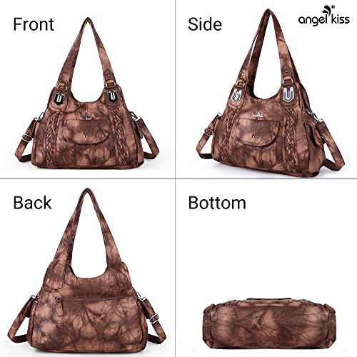Image of Angel Kiss Purses and Handbags for Women Washed Vegan Leather Crossbody Hobo Satchel Shoulder Tote Purse