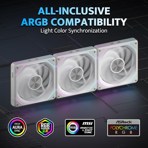 darkFlash DS900 ATX Full View Dual Tempered Glass PC Case con 4 Ventiladores PWM ARGB y 3 Ventiladores Magnéticos ARGB PWM 120MM (Blanco) miniatura 7