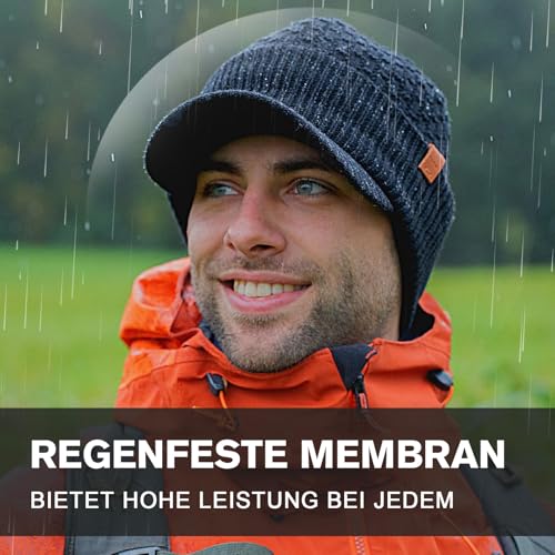 Detaillierter Blick auf TOP-EX Winter Beanie: Feine Merinostrickstruktur - Detailansicht von TOP-EX Winter Schirmmütze...