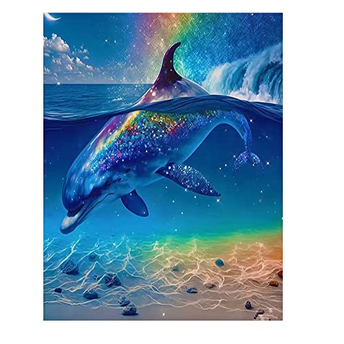 DCIDBEI 3D AI Diamond Painting Dauphin 40 x 50 cm Images à broder Adultes Dauphin Peinture par numéros Dolphin Diamond Painting Dauphin Diamond Painting...