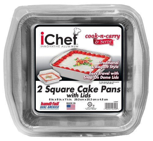 iChef Square Cake Pans, w/ Lids, 2 ct