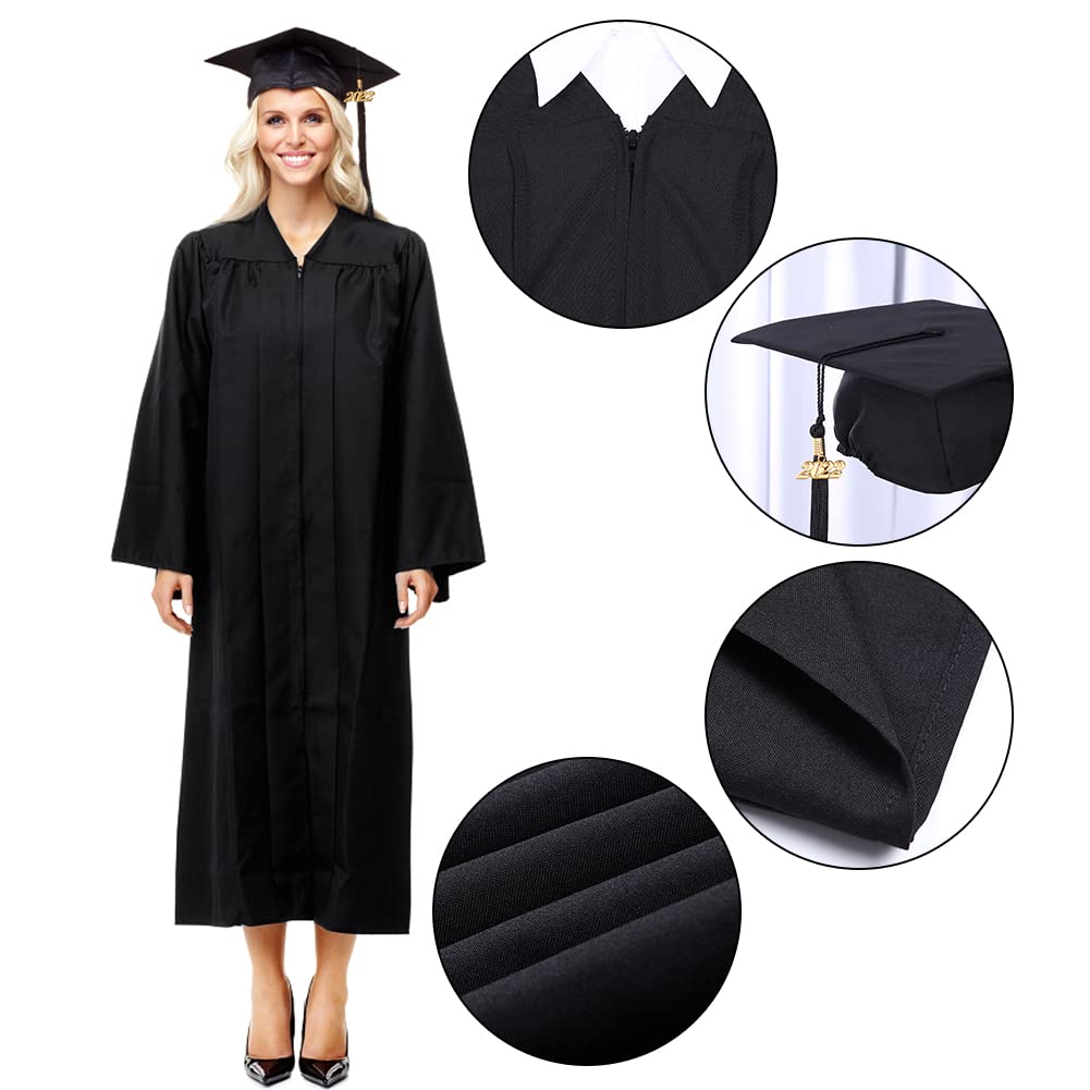 Buy 2022 Graduation Gown Cap Tassel Set, Matte 2022 Graduation Unisex