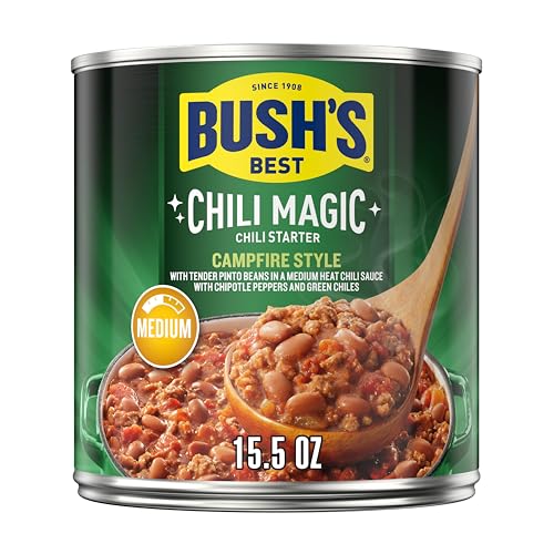 BUSH'S BEST 15.5 oz Canned Chili Magic Chili Beans Starter Campfire Style, Source of Plant Based Protein and Fiber, Low Fat, Gluten Free, (Pack of 12)