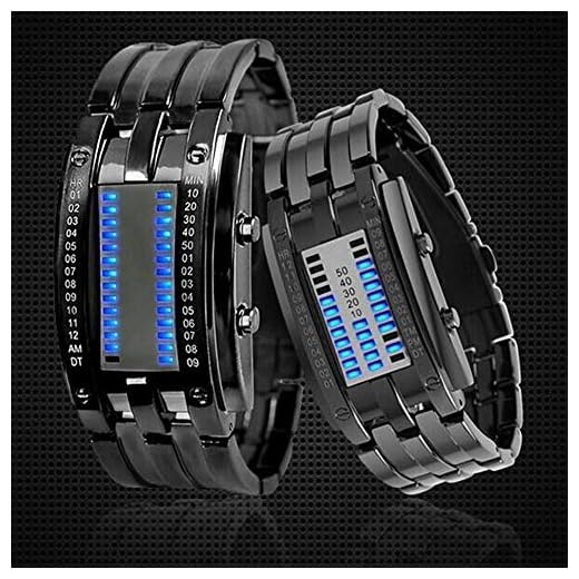 Fesjoy Reloj electrónico Impermeable de la galjanoplastia Relojes electrónicos LED binarios Luminosos de Lujo del Acero Inoxidable