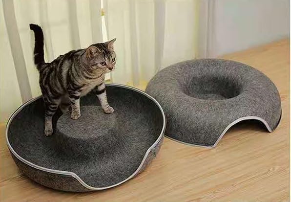 review Cat Tunnel Bed, Cat Bed Donut, Cat Toy Hideout Indoor, Cat Condo, Cat Cave, Cats Toys Scratch Resistant Hideout, for All Seasons (deep grey-2024, 24 * 24 * 11 inches)