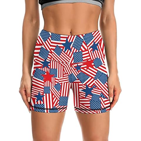 LARSD Biker Shorts Women Flag High Waisted Yoga Shorts Soft Workout Athletic Compression Spandex Gym Running Shorts for Women, Style 3, Large Cover