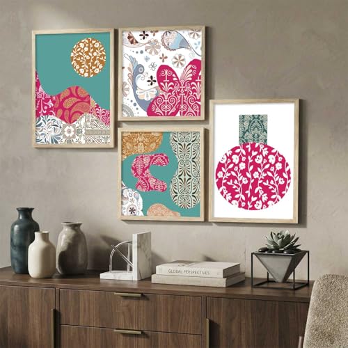 Image of Kalit Kala Decor Paintings for wall decoration with frame | Leaf Nature Paintings for living room, bedroom | Set of 4 (Art 1, Big (13x17 or 13x13))