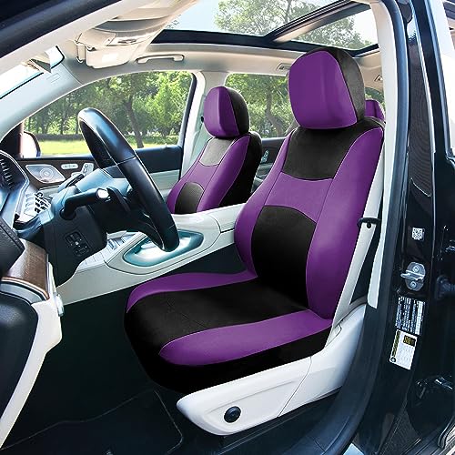 Image of FH Group Universal Car Seat Covers Full Set for SUV Truck Sedan Vans | Waterproof All-Purpose Cloth Seat Cover Set Airbag Compatible Washable Split Bench Protector Interior Upgrade - Purple