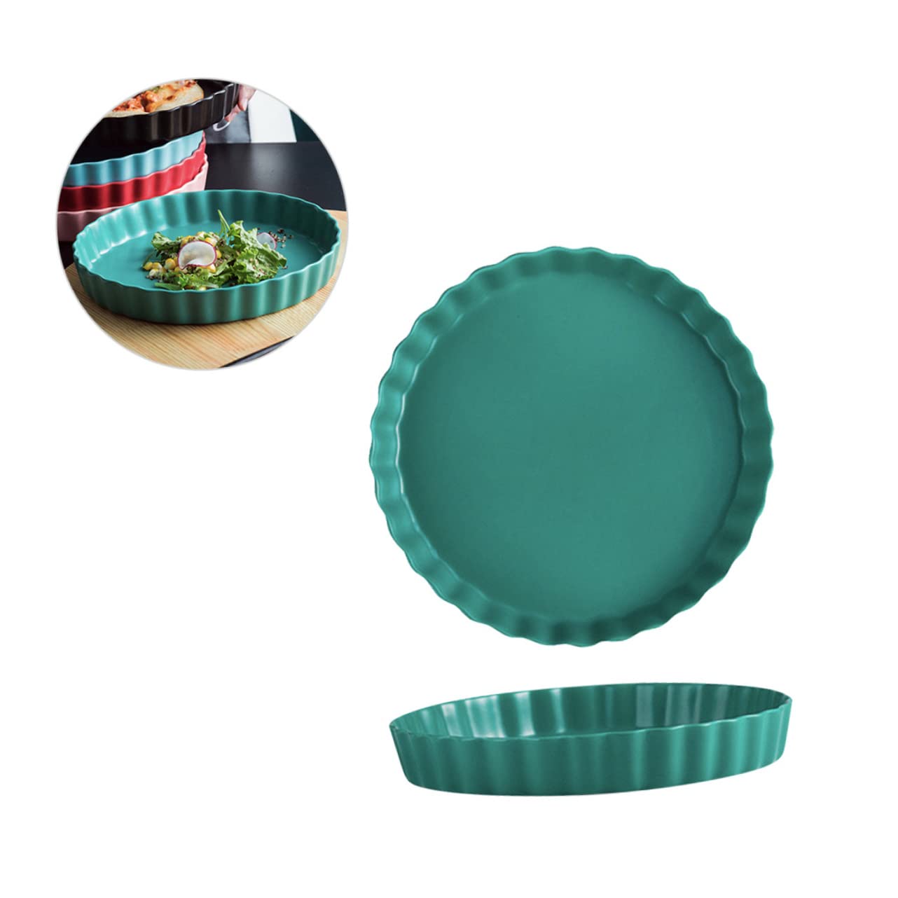 MAGICLULU Assiette Sushi Ronde 10 Pouces en Céramique Verte, Design Chic