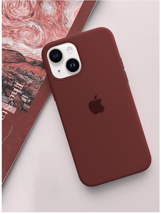 Image of MIDOS Back Cover Compatible with iPhone 15 Liquid Silicone Case Full Protection Shock Proof Back Cover for iPhone 15 (SC-Brown)