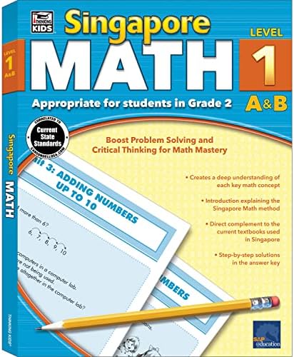 Singapore Math 2nd Grade Math Workbook, Addition, Subtraction,  Multiplication and More for Homeschool or Classroom (Singapore Math, Level  1 A & B)