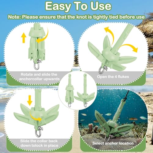 Image of Lounsweer 2 Pack 1.5 /3.5 lb Marine Kayak Anchor Kit Folding Grapnel Anchor Kit Boat Kayak Fishing Accessories for Small Boats Kayaks Canoe Paddle Boards