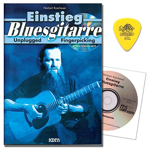 Instapbluesgitaar Unplugged Fingerpicking - Bewezen systematische methode met CD, Dunlop Plek voor beginners van bluesgitaren, van Norbert Roschauer