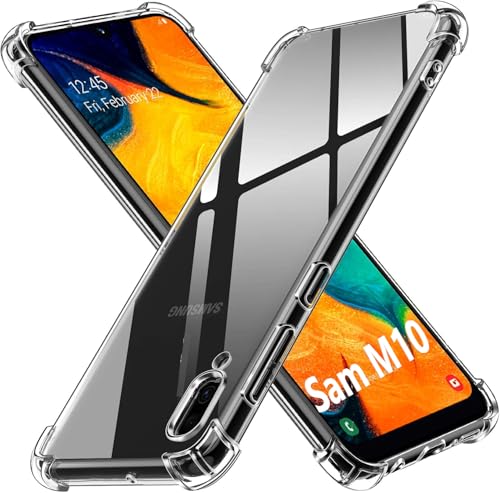 Image of Lustree Back Cover Transparent Case Compatible with Samsung Galaxy M10 | Clear + TPU Case with 4 Corner Air Cushion Protection & Camera Protection | Slim& Stylus Cover