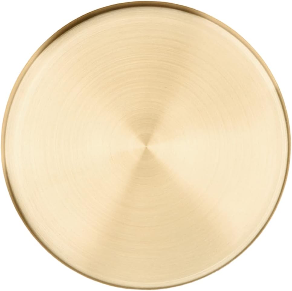 Large Golden Stainless Steel Round Tray Straight Sides Nordic Style Jewelry Display and Organizer Tray for Cosmetics Tea and Accessories