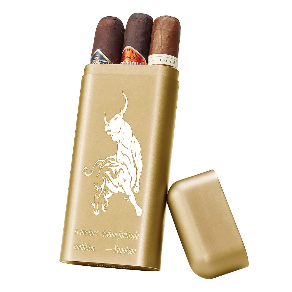 Compuda 3 Fingers Cigar Case, Aluminum Travel Cigar Humidors Holder