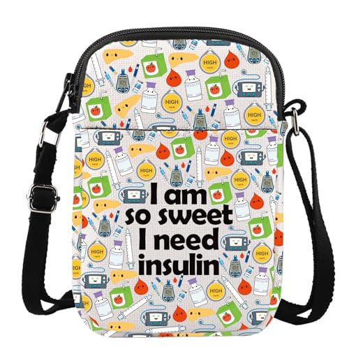 KEYCHIN T1D Crossbody Bag Diabetes Awareness Gifts I'm So Sweet i Need Insulin Gifts Type 1 Diabetes Warrior Shoulder Bag