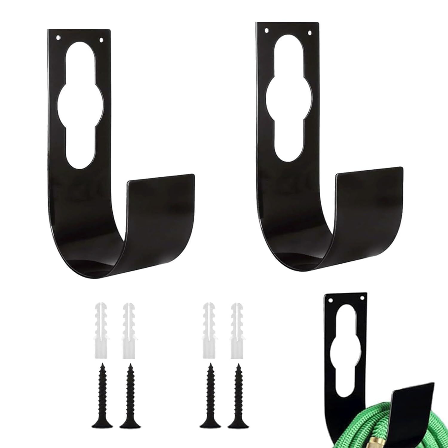 2Pcs Hose Pipe Holder, Expandable Garden Hose Hanger Holder, Watering Hosepipe Hook with Screws, for 25' - 100' (7.5m - 30m) Hose Pipes