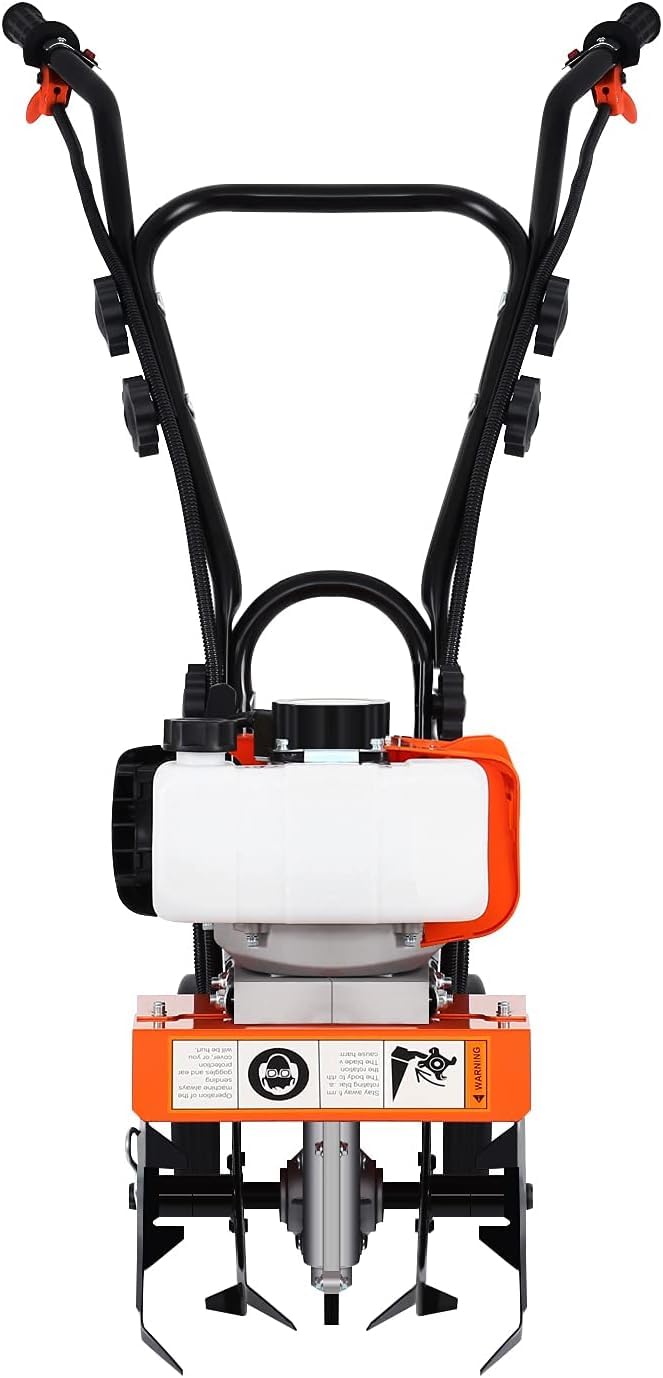 52CC Motoculteur Thermique Essence, Léger 2 Temps Cultivateur Motoculteur, Petite Taille Motobineuse Essence avec Moteur Puissant, Cultivateur à Roue, Facile à démarrer et à Utiliser