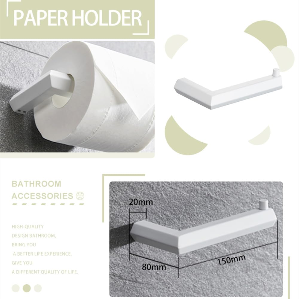 Juegos de Accesorios de baño Blancos Soporte de Papel higiénico de Acero Inoxidable montado en la Pared Jabonera Barra de Toalla Soporte para Bata Accesorios de baño, Juego de Inodoro de 2 Piezas