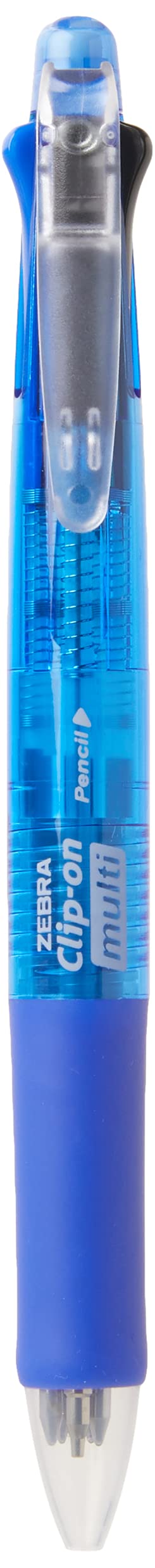 Zebra Clip-On Multifunctional Pen, Clear Blue Barrel (B4SA1-BL)