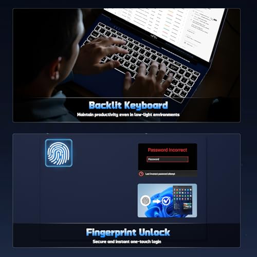 NIMO 15.6" IPS FHD-Student-Laptop, 4GB RAM 128GB SSD Intel N150(Beat to i3-10110U, 4 Cores Up to 3.6GHz) Computer with 65W Type-C, Fingerprint, Backlit Keyboard, Wi-Fi 6, BT5.2, 2 Years Warranty - Image 6
