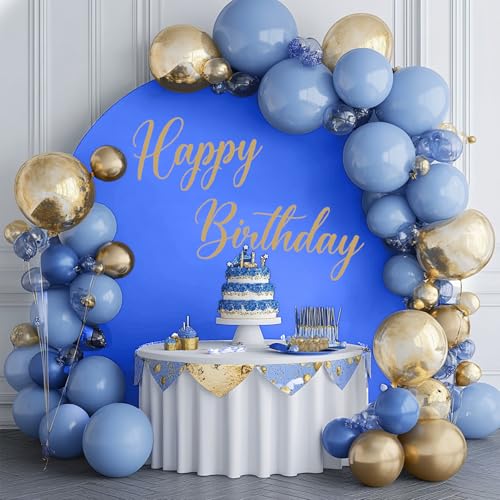 GALLETY Royal Blue 7.2FT Round Backdrop Cover for 5-7.2ft Stands - Polyester Adjustable Arch Decoration for Wedding, Party, Photography