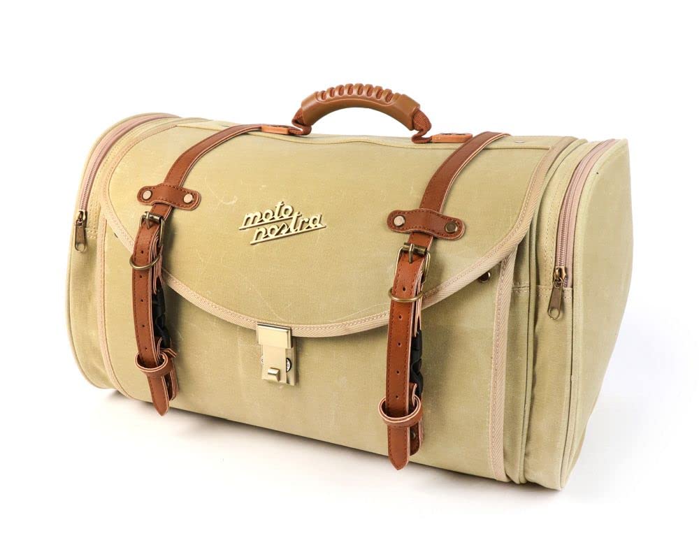 MOTO NOSTRA Koffer/Tasche Classic 'waxed canvas', beige, 35L, 480x300x270mm kompatibel für Vespa, Lambretta, GTS, GTV, LX/LXV, ET4, S50, 150, Sprint, Primavera