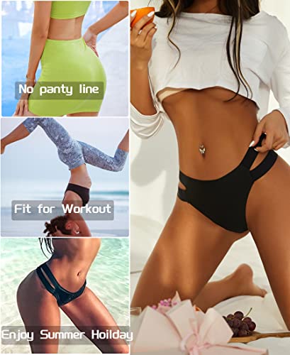 Image of Knowyou Seamless Underwear for Women Sexy Bikini Panties No Show High Cut Hipster Cute Cheeky Panty for Ladies 6 Pack
