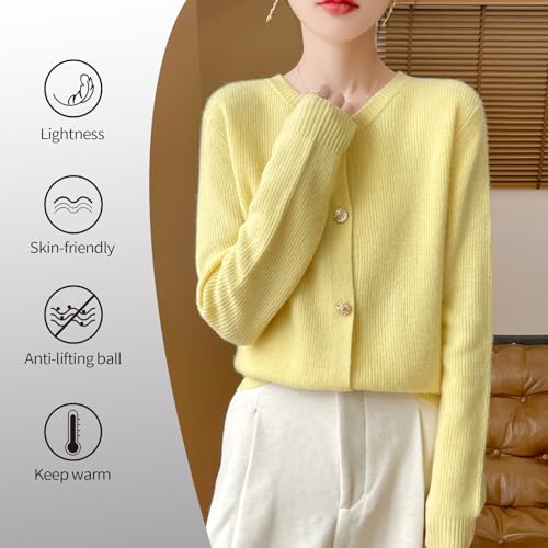 Women's 100% Merino Wool Cardigan 2025 Fall Winter Sexy Crewneck Long Sleeve Lightweight Knit Cardigan Sweater2