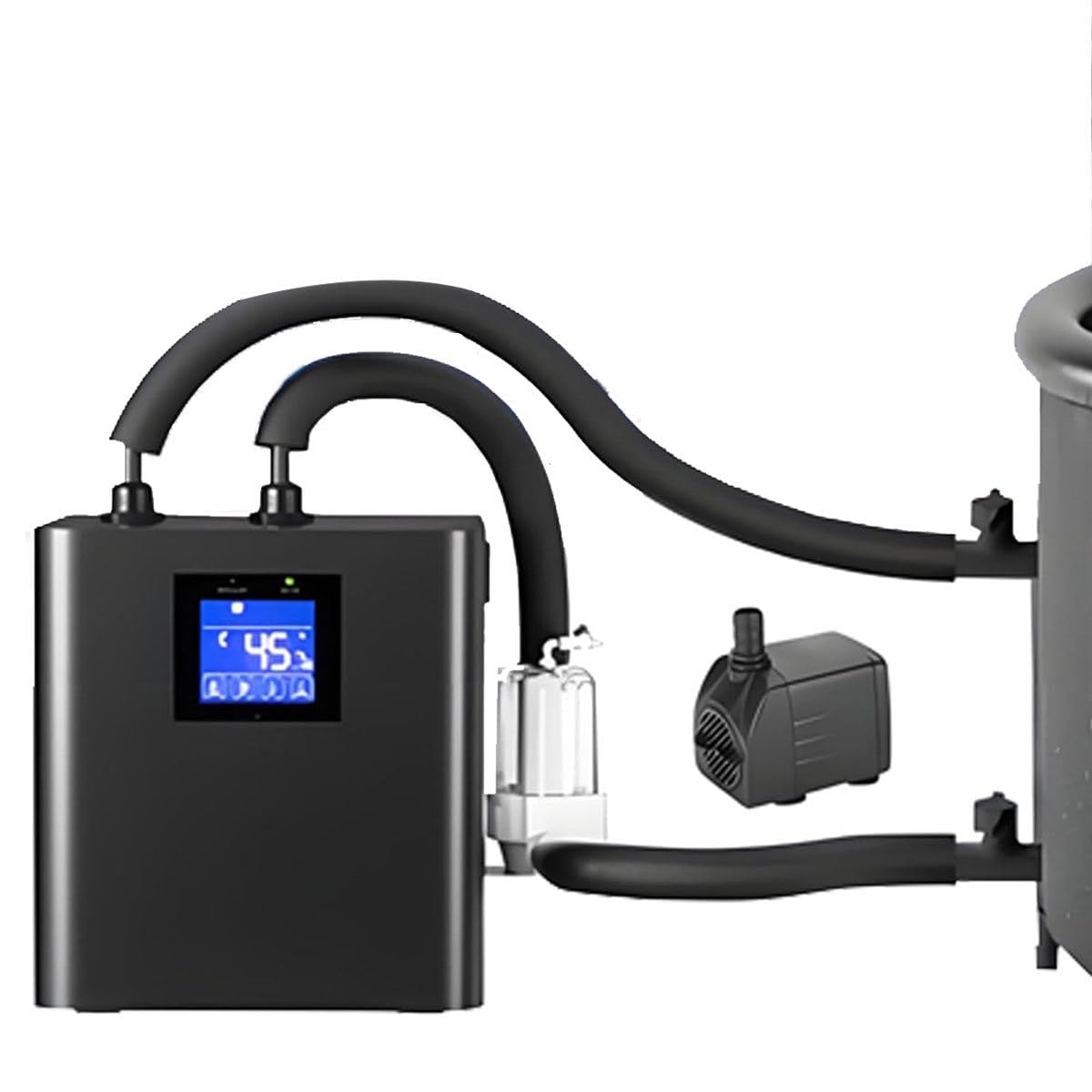 Water Cooler Chiller for Ice Bath and Cold Plunge with External Filter, Dual Pumps, and Button-Controlled Cooling System, Ideal for Home and Professional Athlete Recovery