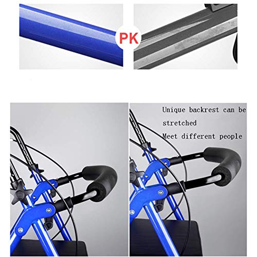 Rollator réglable hauteur 4 roues deambulateur pliable aluminium siege marche